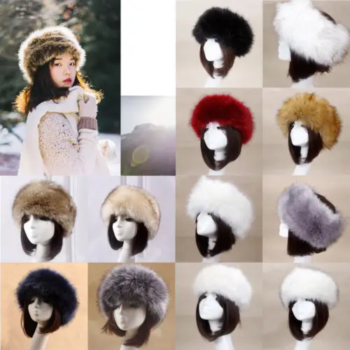 Женские повязки на голову пушистая зимняя Русская Шапка с ушными застежками из