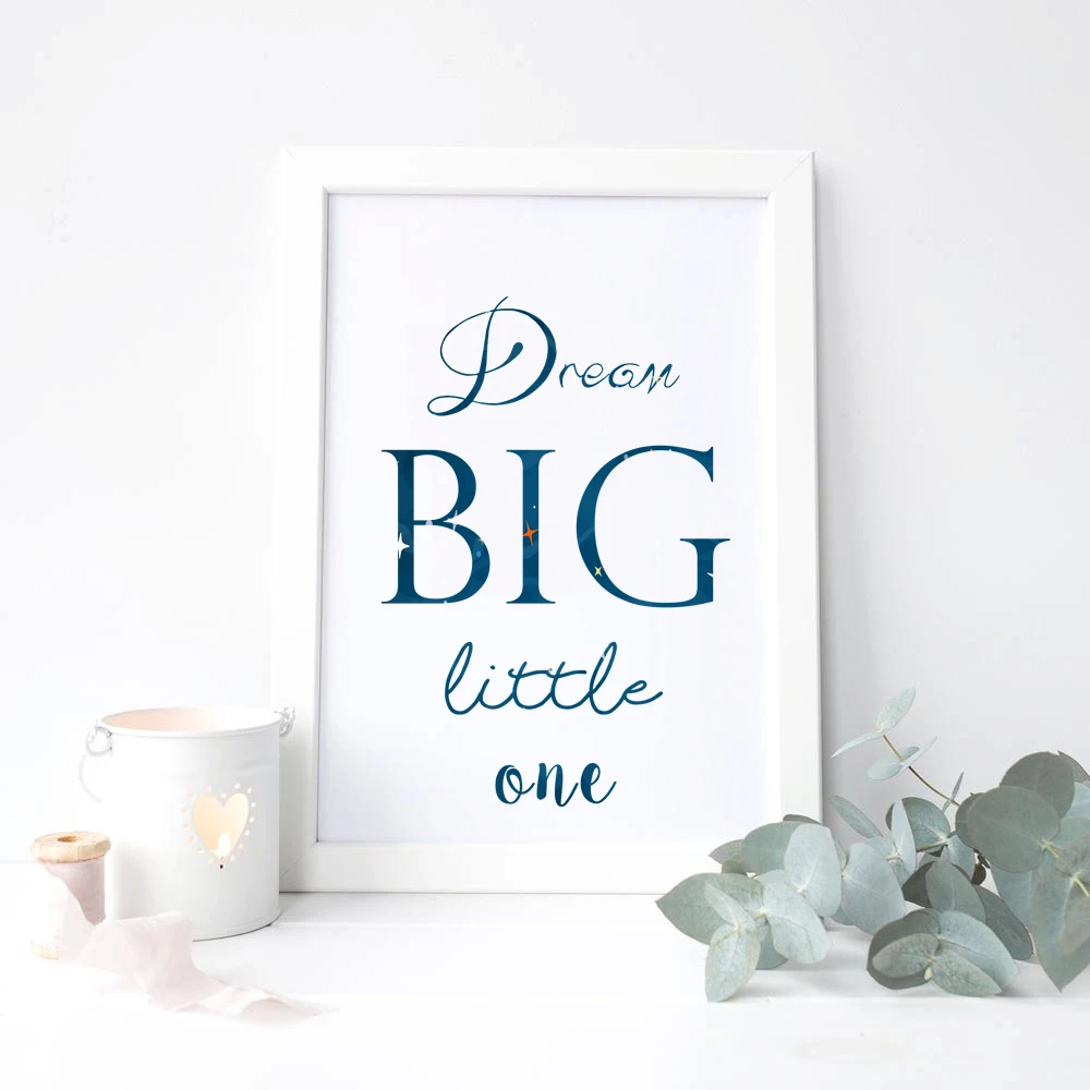 Unframed Nursery Cute Font Quote Dream Big Little One Canvas Painting Baby Boy Room Wall Picture Home Decoration LZ350 | Дом и сад