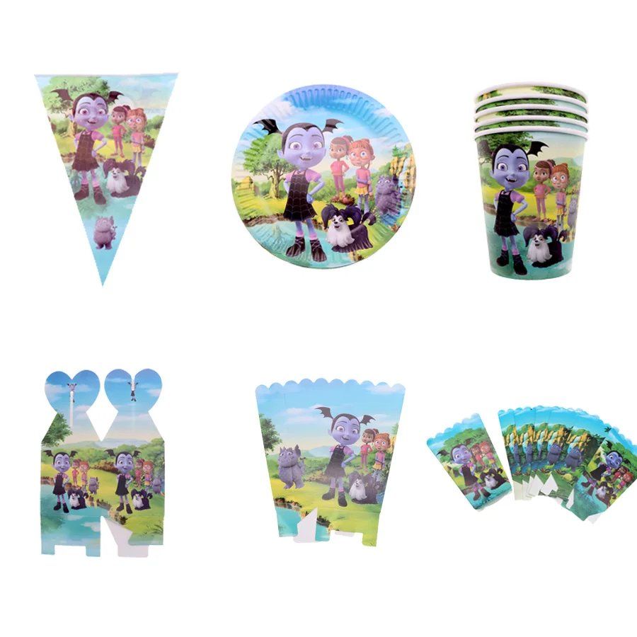 6 шт./партия Vampirina тема для девочек одноразовая коробка конфет День рождения, детский душ тема столовая посуда все для праздника