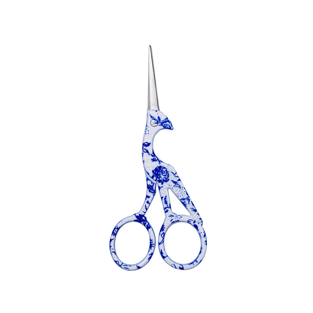 blue flower porcelai LMDZ металлические швейные ножницы винтажные ножницы в форме аиста ножницы для вышивки крестом ткань портной ножницы прибор для обрезки нитей - Цвет: blue flower porcelai