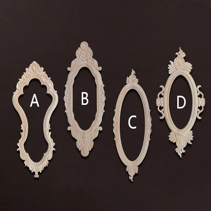 Новый Неокрашенная древесина рамка резные с принтами волны и цветы накладка