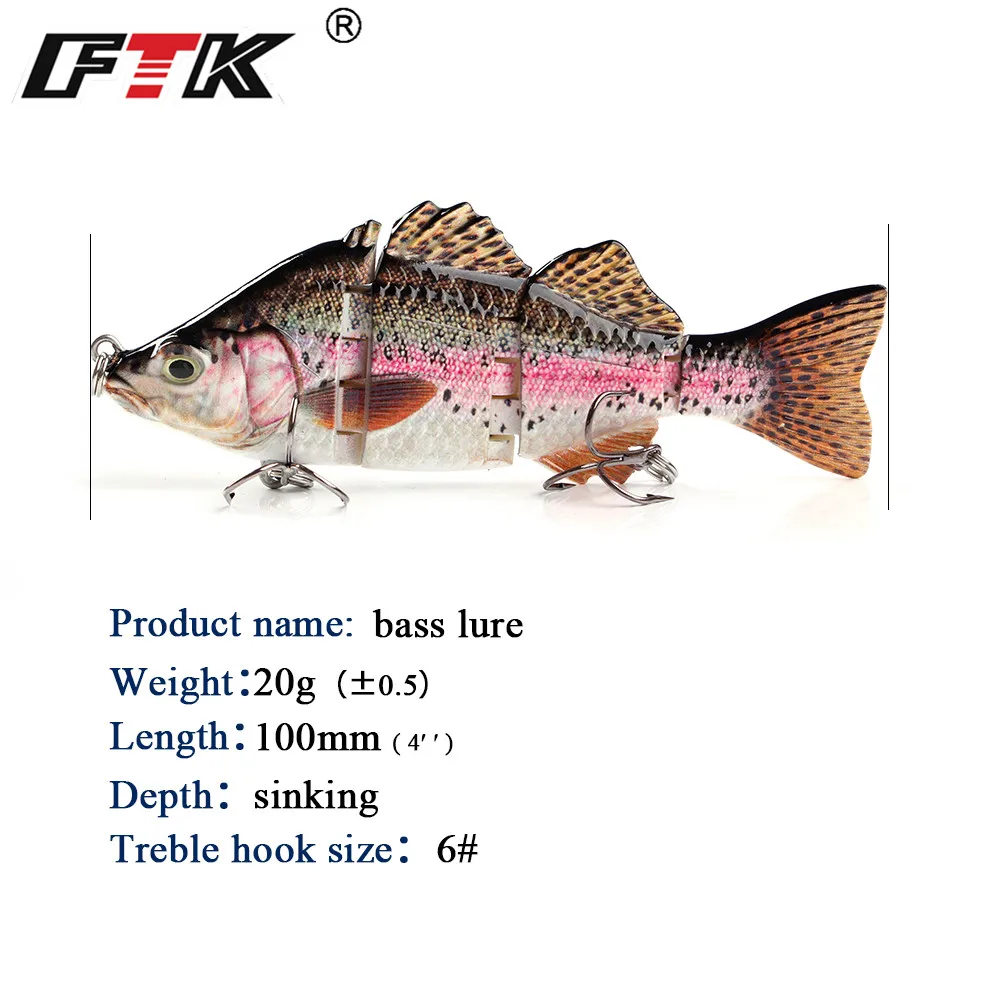 1 шт. 3D рыбий глаз ловли на блесну Swimbait Бас приманка Minnow 100 мм 20 г качество