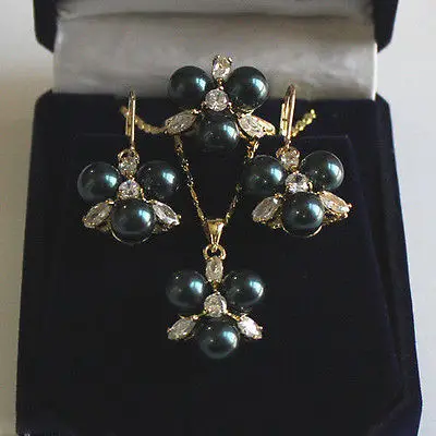 Реальные новые ювелирные изделия женские свадебные 8 мм черные жемчужные серьги