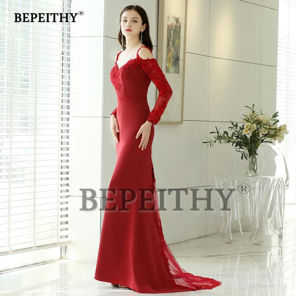 BEPEITHY дизайн Русалка длинное вечернее платье вечерние элегантные vestido de festa Сексуальные вечерние платья с открытой спиной полный рукав горячая распродажа