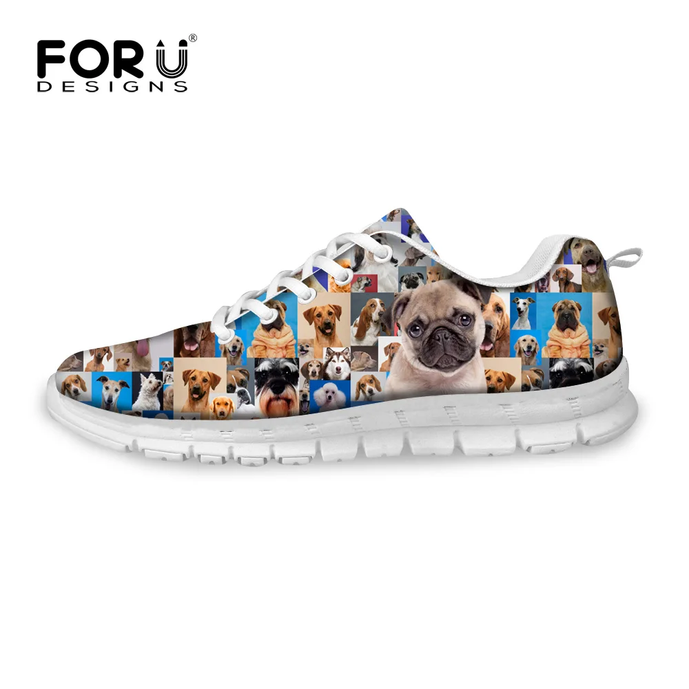 Женские туфли на плоской подошве FORUDESIGNS с рисунком животных мопса повседневные