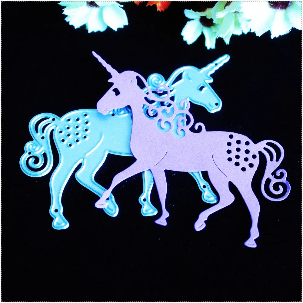 Новые металлические Вырубные штампы в виде единорога лошади фотоальбом карточка