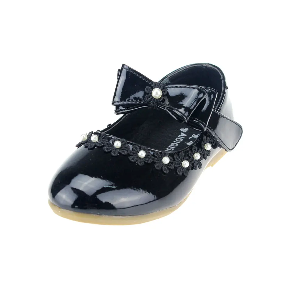 Детские кожаные туфли MSMAX для девочек на плоской подошве с липучками вечерние