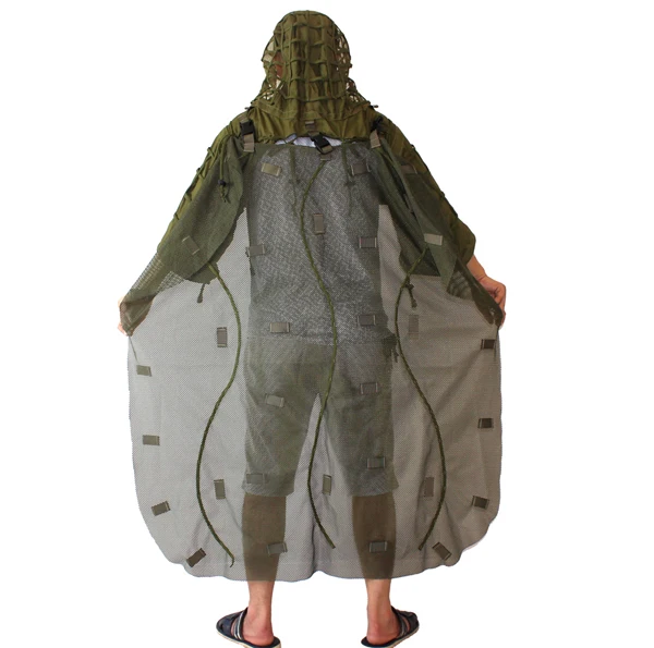Army Green TTGTACTICAL военный Ghillie капюшон со съемным Ghillie накидка верхняя одежда для снайпера и Ghillie пончо армейский зеленый - Цвет: Army Green