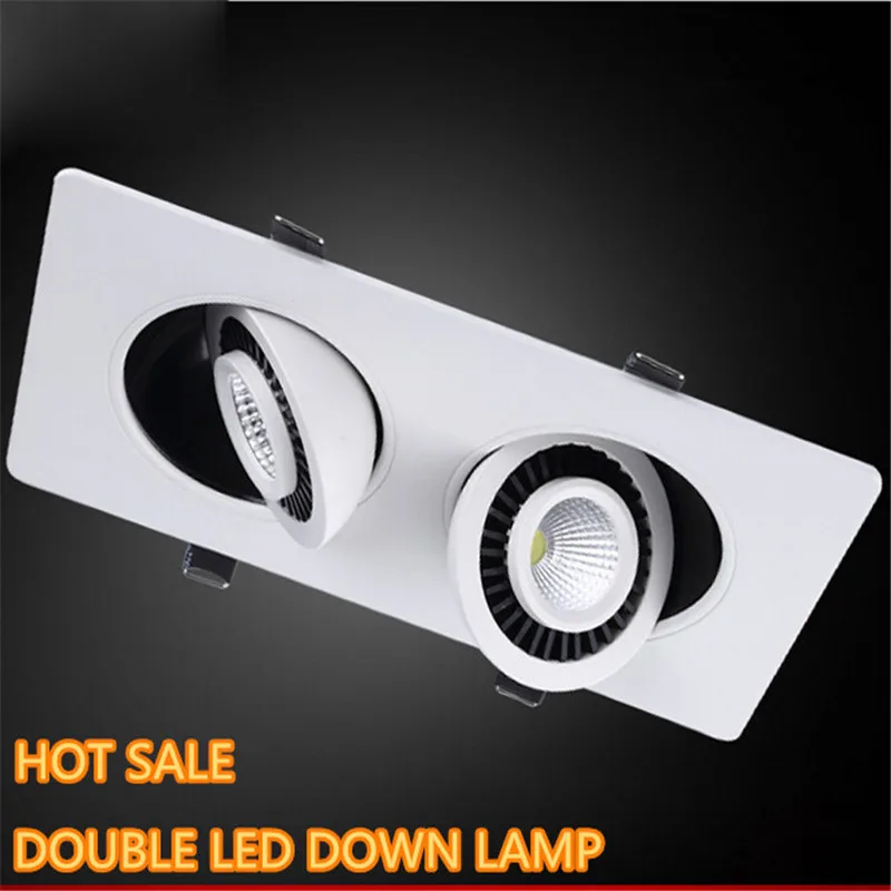 Free Shipping Double 360 rotating 20W LED lighting COB downlight 2x10W Dimmable LED Ceiling light Spot Light Lamp  CE RoHS