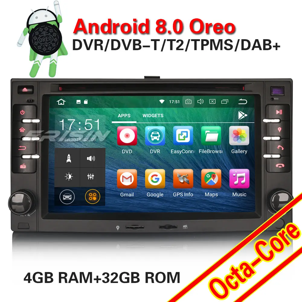 Erisin ES7832K 6 2 дюймовый автомобильный dvd плеер android 8 0 4G ram DAB OBD WiFi 3g для Kia Sorento Sportage Rondo