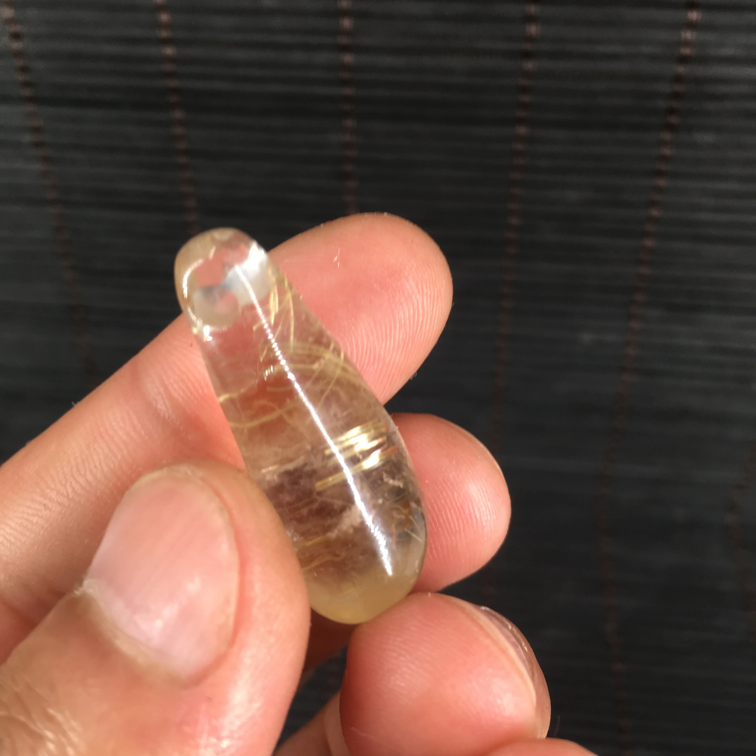 Natural Golden Rutile Quartz Crystal hair crystal carved pendant T1391 | Дом и сад