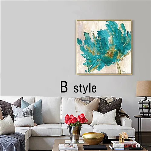 Картина на холсте синие цветы акриловые абстрактные картины текстура quadros caudros decoracion настенные художественные картины для гостиной дома - Цвет: Style B