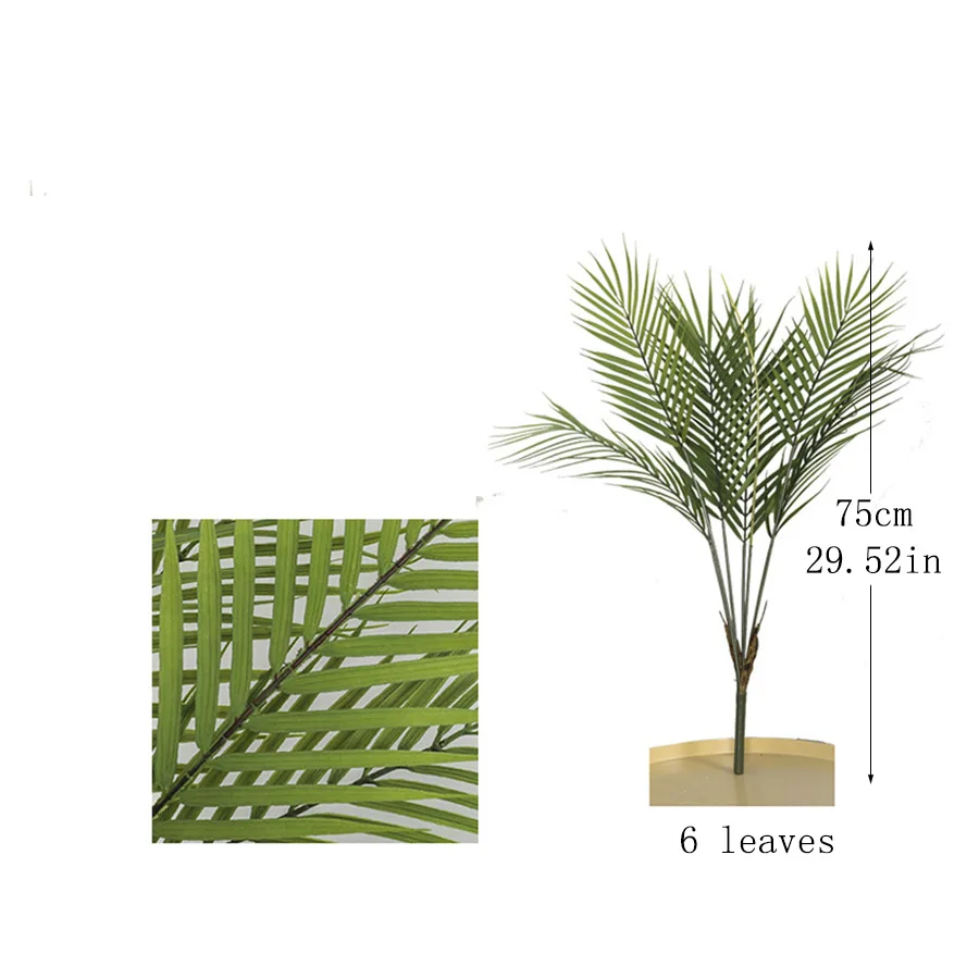 6 Leaves bunch Искусственные листья пальмы, ветви, яркие дикие искусственные листва, искусственные растения для дома, свадьбы, гостиной, самодельные Украшения, вечерние джунгли - Цвет: 6 Leaves bunch