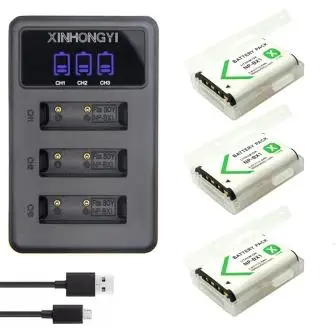 NPBX1-3PAndLED3Ch NP-BX1 Battery NP BX1 Bateria+ 3 Slots Charger for Sony DSC RX1 RX100 AS100V M3 M2 HX300 HX400 HX50 HX60 GWP88 AS15 WX350 camera - Color: NPBX1-3PAndLED3Ch