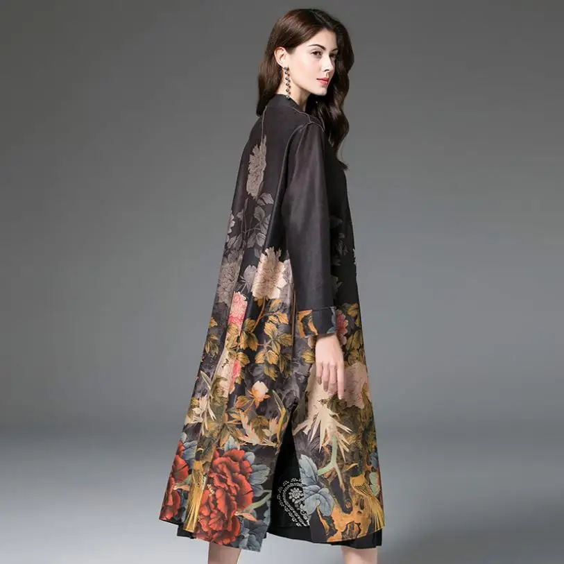 Высокие замшевые размера плюс куртка-ветровка с принтом кимоно женские ботфорты