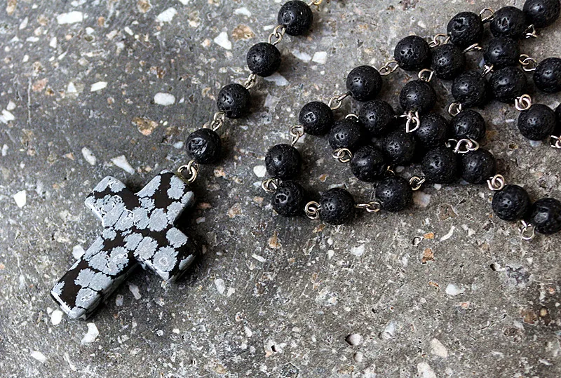 Мужские ювелирные изделия черный буддийский Крест из лавы камня 8 мм|necklace men|cross