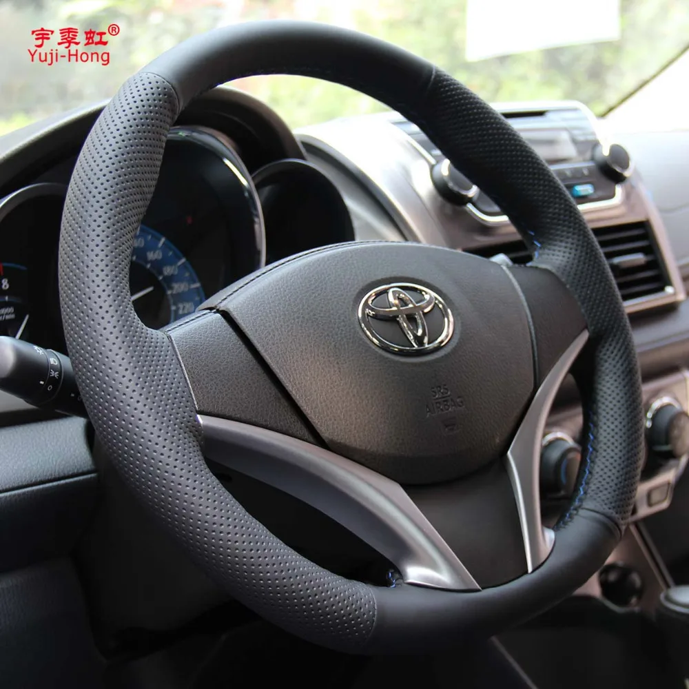 Чехлы на руль автомобиля чехол для Toyota YarisL Vios 2014 2017 прошитый вручную из