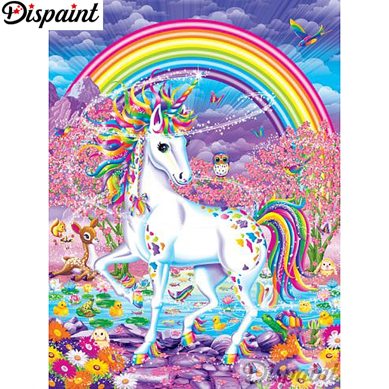 

Dispaint Full Square/Round Drill 5D DIY Diamond Painting "Colored unicorn" 3D Embroidery Cross Stitch Home Decor Gift A12830