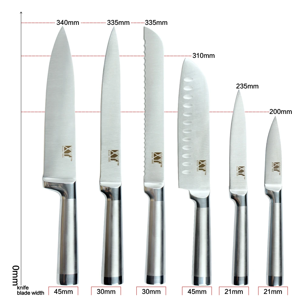 XYj 6 шт. набор кухонных ножей для очистки овощей утилита Santoku нож шеф-повара для нарезки хлеба бесшовная Сварка полностью ножи из нержавеющей стали