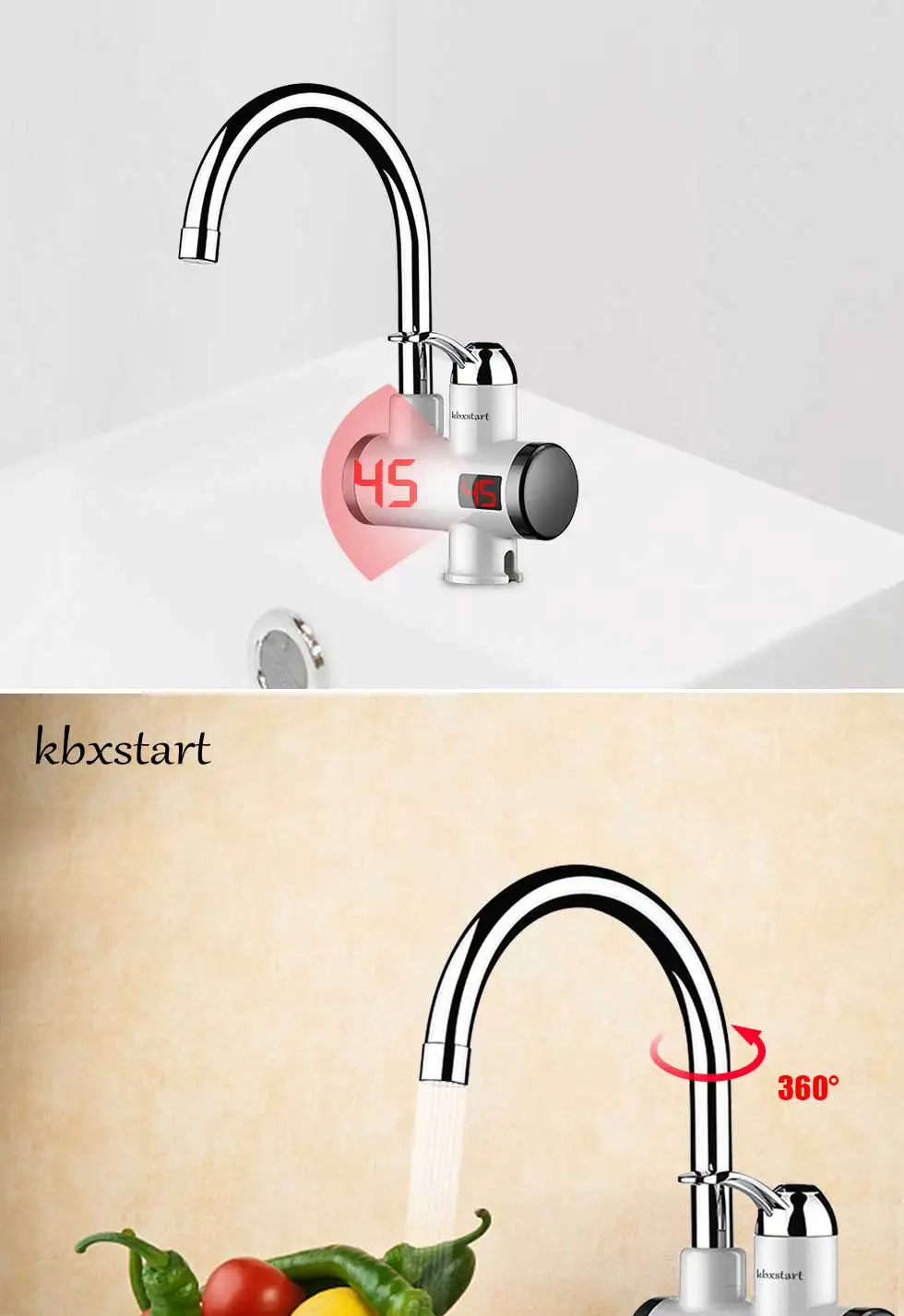 3000 W Температура Дисплей Instant Hot водопроводной воды Tankless Электрический кран Кухня Ванная комната холодной воде отопления с душем