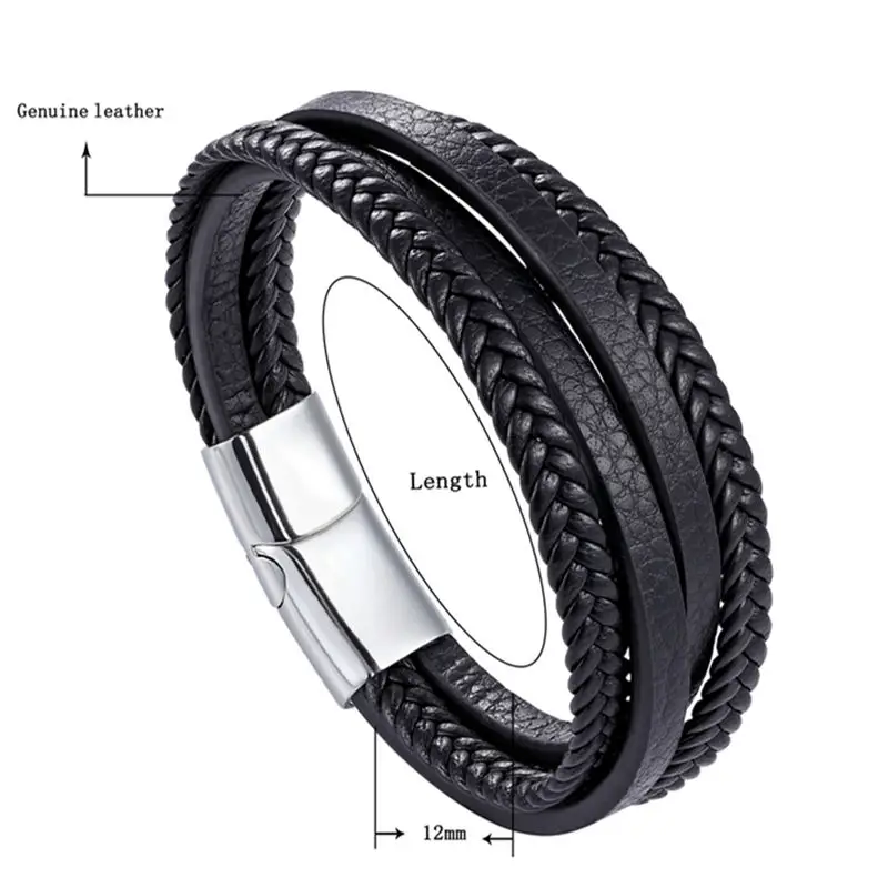 Многослойная плетеная веревочная цепочка ручной работы из натуральной кожи в