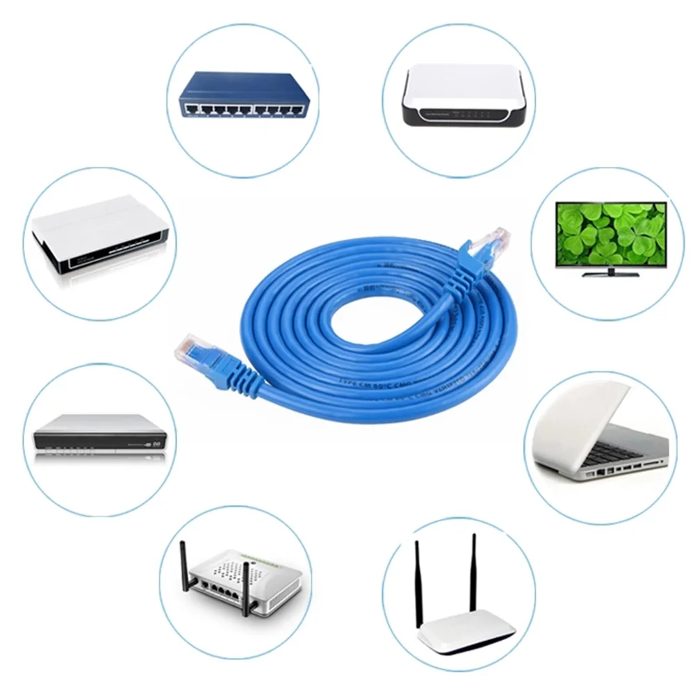 Сетевой кабель LAN CAT5 RJ45 1/3/5/10 м штекер Ethernet Интернет провод соединительный для