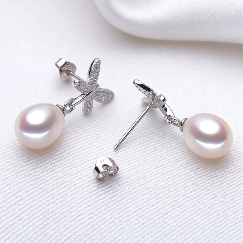 Top Selling 3 Color 100% Cultured Freshwater Pearl Earrings For Women Gift Fashion Jewelry 925 Sterling Silver | Украшения и