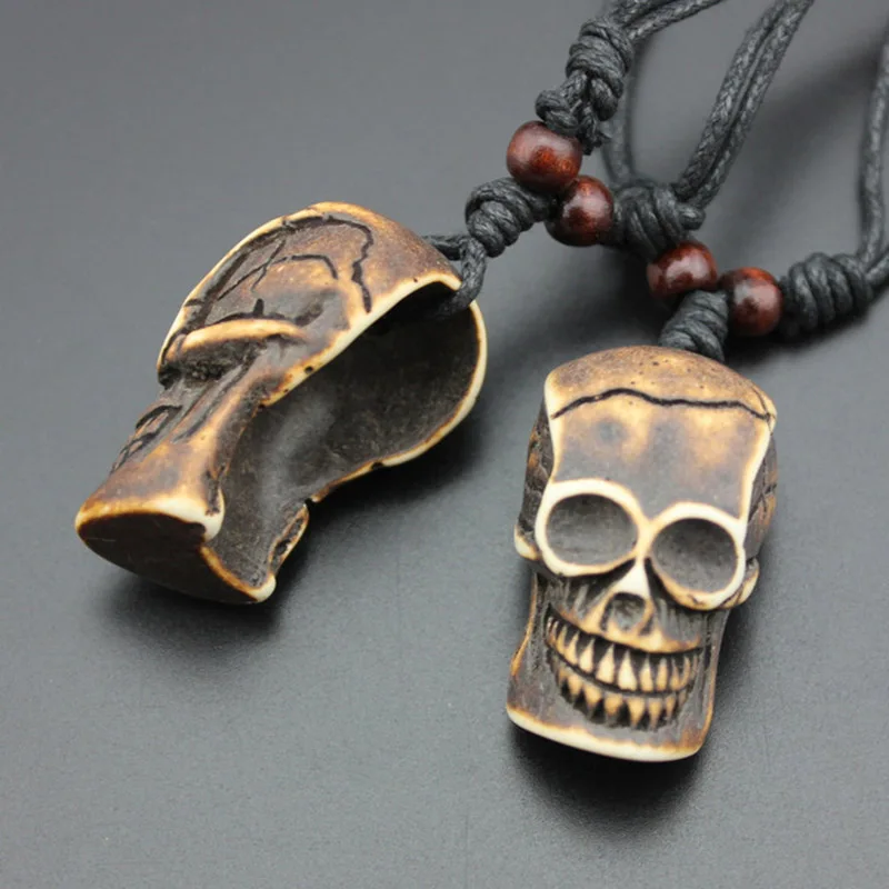 1 шт. кость тибетского яка резной череп тотемная подвеска ожерелье талисман
