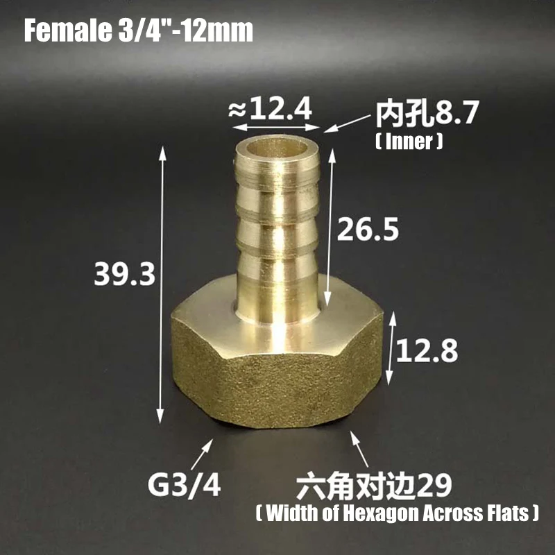 3l4 Female-12mm 1 шт. 3/" 1" гнездовой резьбовой Соединитель 8~ 32 мм латунные соединители пагода для полива шланга фитинги для газовых труб адаптер медные соединения - Цвет: 3l4 Female-12mm