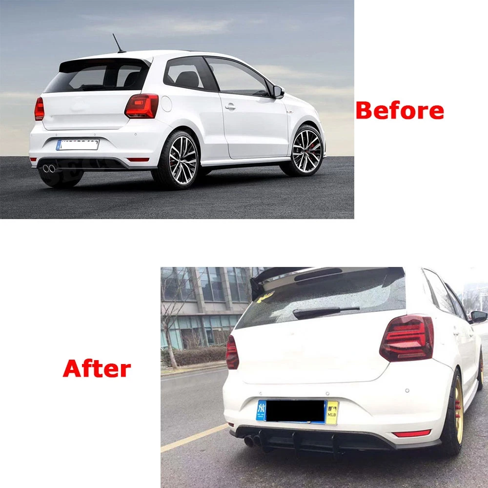 Задний диффузор для губ спойлер протектор VW Polo GTI 2015 2016 АБС пластик плавники