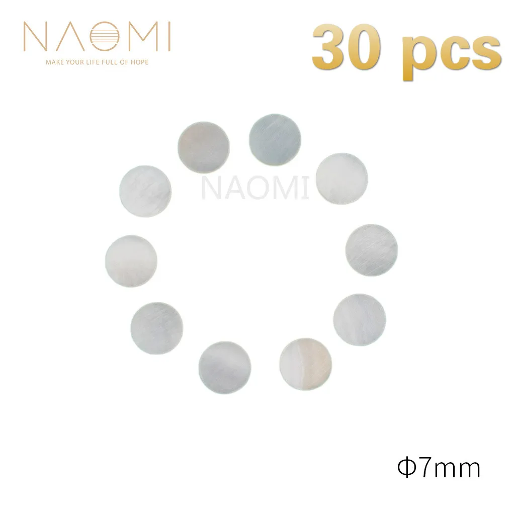 NAOMI 30 шт. гитарные точки 7 мм Белый перламутровый корпус гриф для электрической