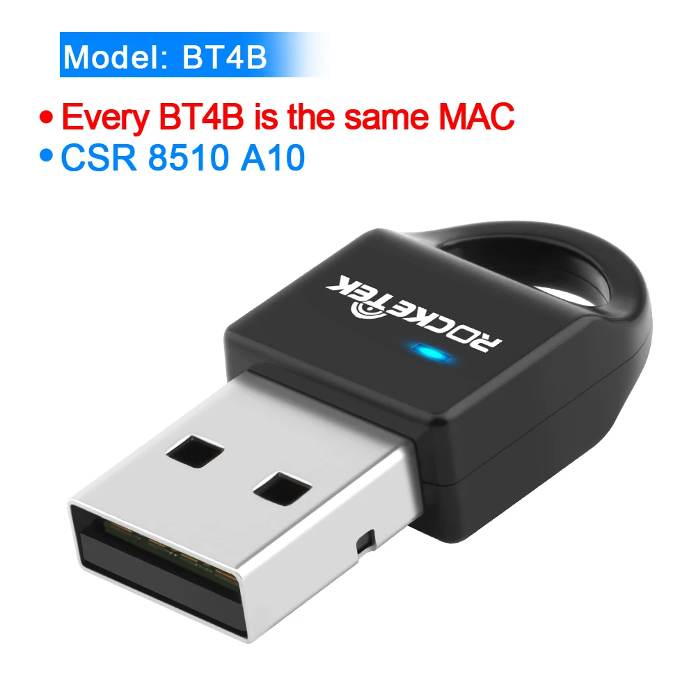 BT4B Rocketek Broadcom CSR 4,0 A2DP Bluetooth адаптер USB ключ для ПК компьютерный динамик аудио/ps4 контроллер/приемник передатчик - Цвет: BT4B