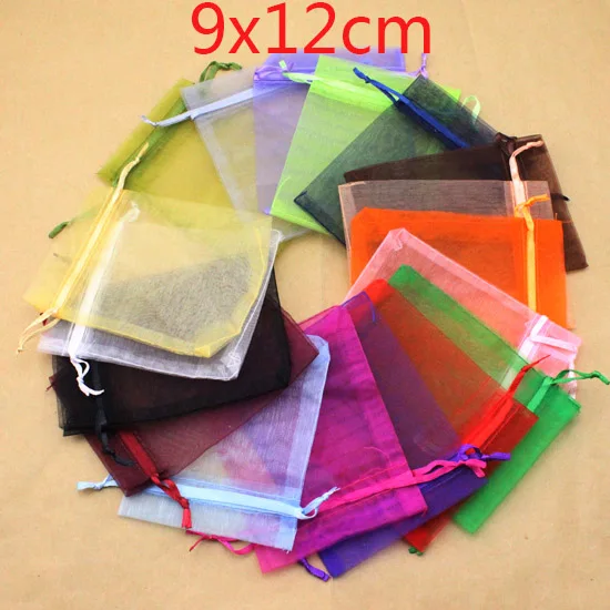 LOULEUR 25 шт./лот 7*9 см 9*12 см смешанные цвета шнурок ювелирные изделия из органзы сумки мешочек свадебный подарок на день рождения Сумки Ювелирная посылка - Цвет: 9x12cm