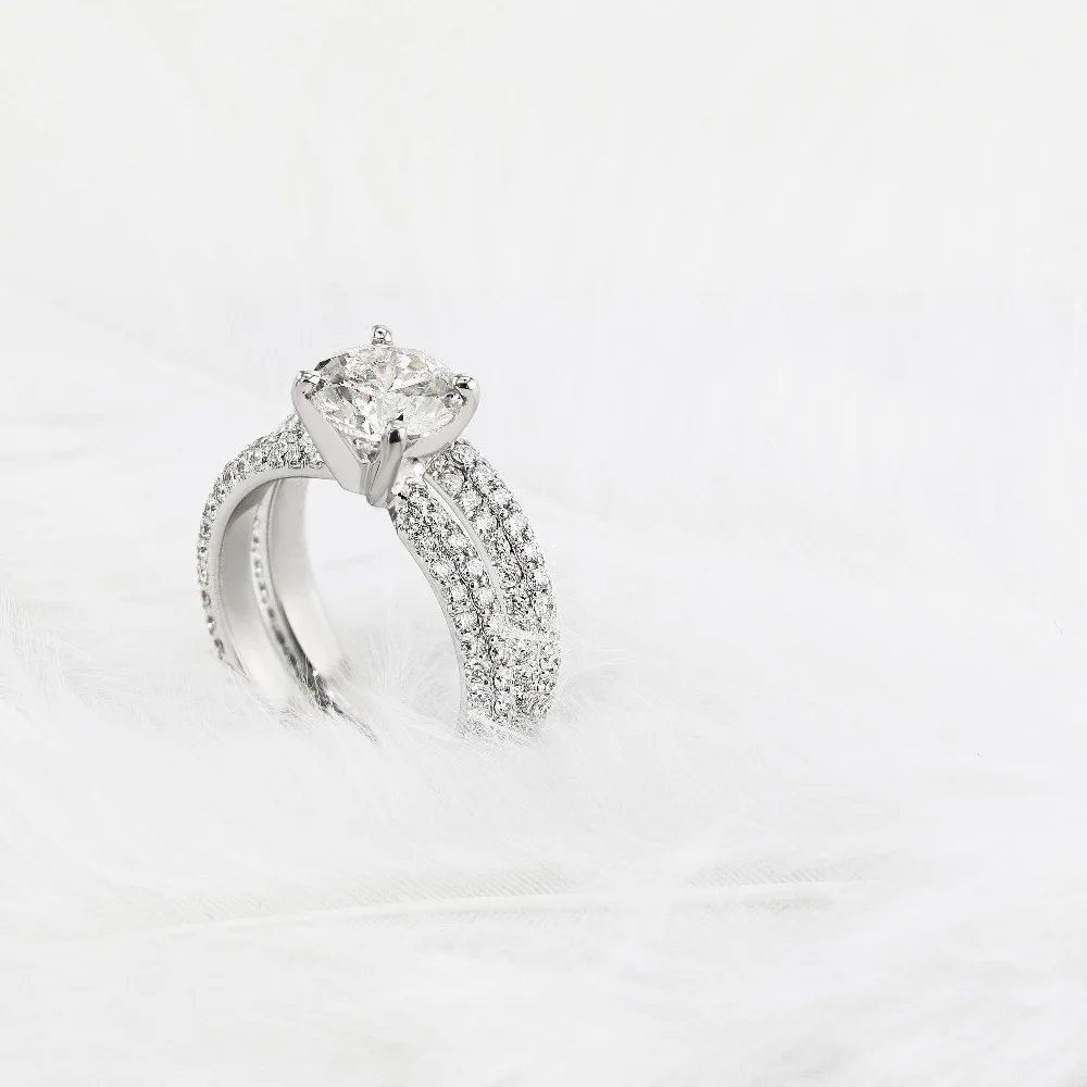 

2.00Ct carat 8mm Round Brilliant Cut DEF Moissanite Full Eternity Engagement Wedding Ring Genuine 14K 585 White Gold For Women