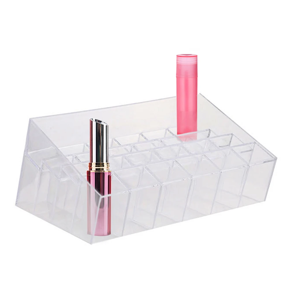 Прозрачный 24 Сетки подставка для помад на витрине косметический Органайзер