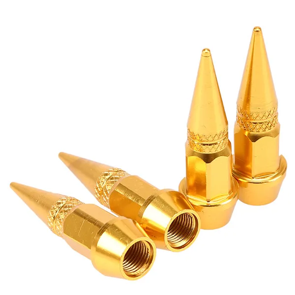 Gold Posbay 4 шт. Авто пневматические шины колпачки клапанов алюминиевые колеса колпачки вентиля шины фиолетовый/серебристый/черный/красный/Золотой/синий ствол Герметичная крышка - Цвет: Gold