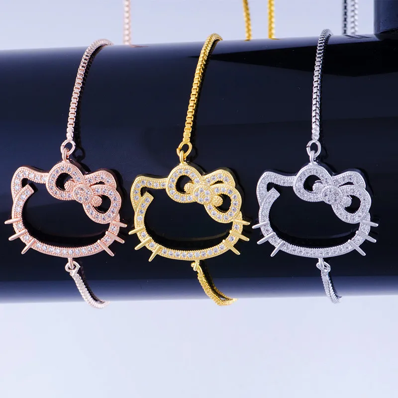 Горячие милые украшения циркониевые hello kitty/китайский узел/Флаг/подвески для девушки браслеты и браслеты Bijoux медные цепи браслеты для женщин