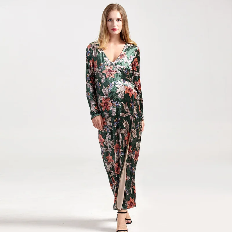 Новое модное элегантное кимоно Sunbaby с цветочным рисунком бархатное платье для