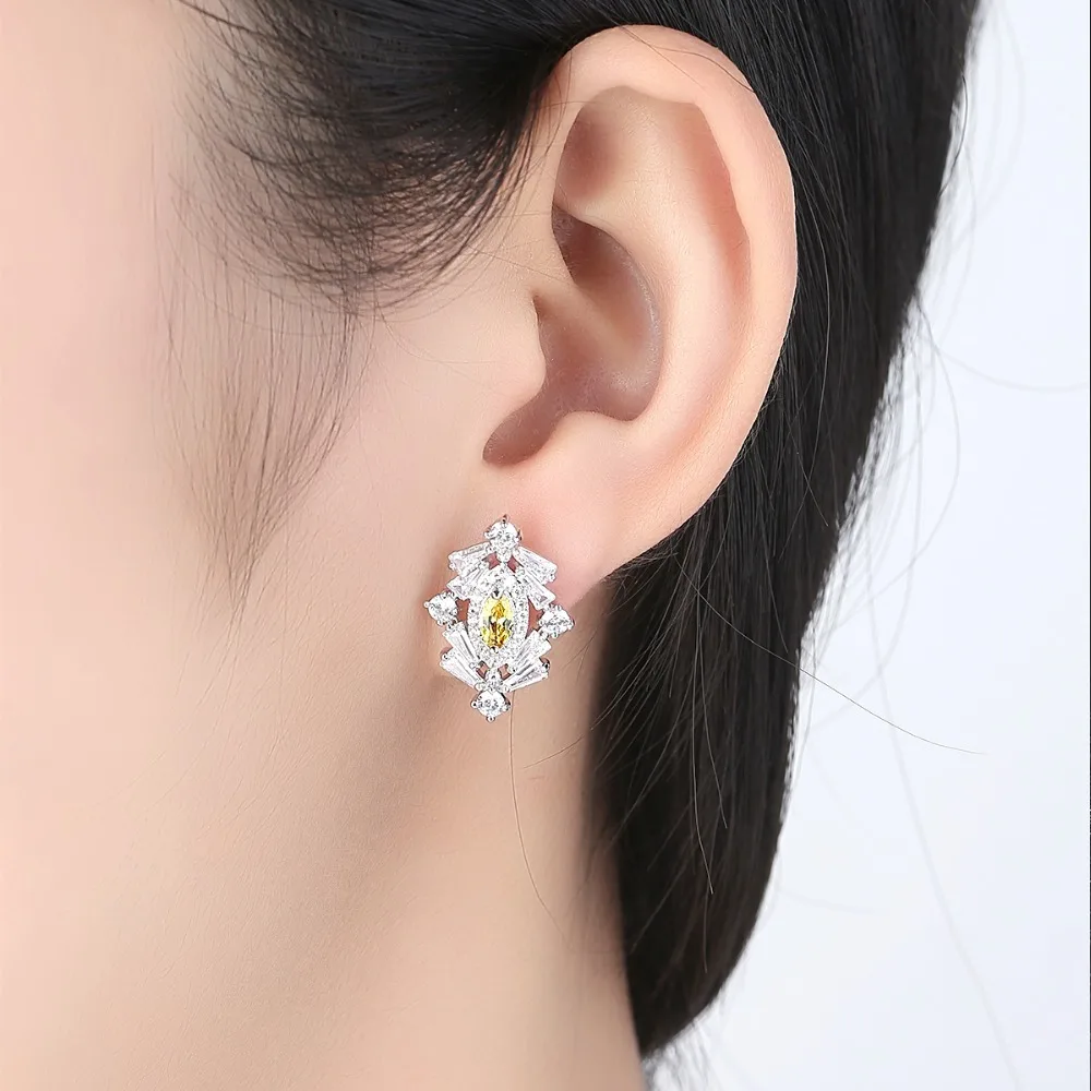 LUOTEEMI New Fashion Top Quality Unique Stud Earrings Cubic Zircon Earring for Women Boucle D'oreille Pendientes Mujer|fashion stud earrings|stud