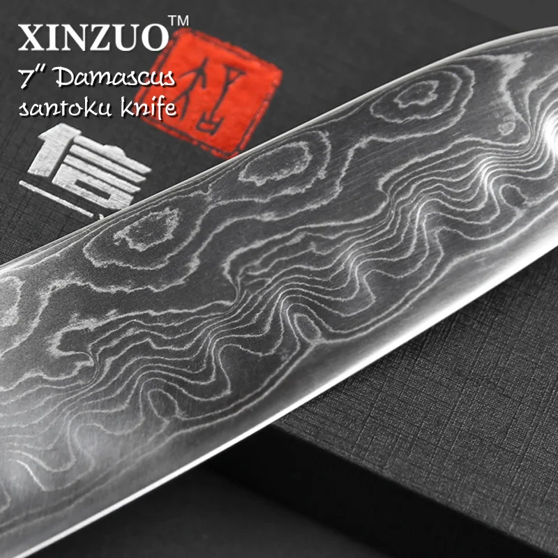 XINZUO 7 дюймов нож Santoku японский VG10 73 слоев дамасский супер стальной кухонный нож острые японские ножи повара Pakkawood ручка