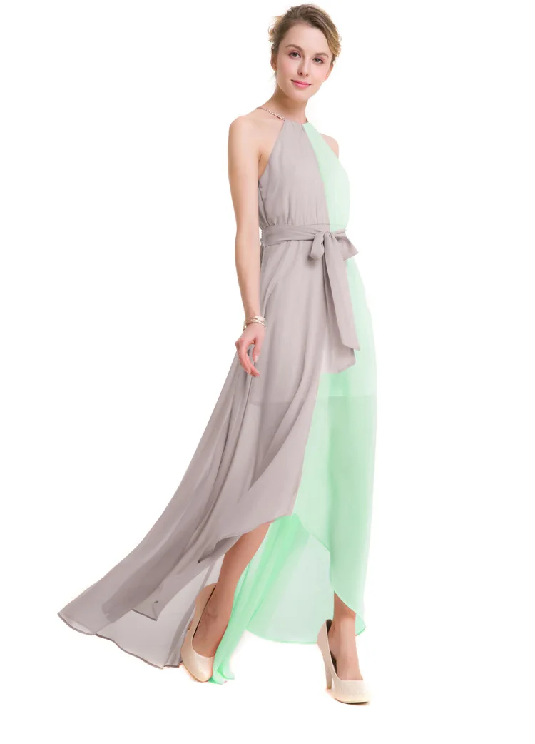 Шифоновое праздничное элегантное платье цвета хаки с розовый лоскутное Цвет