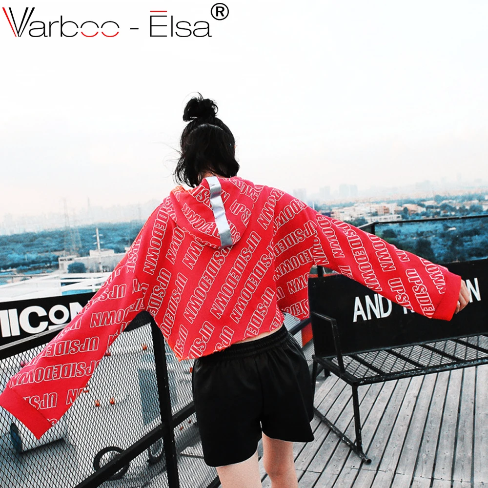 VARBOO_ELSA 2018 Весна Для женщин модные красные краткое письмо печати Свободные