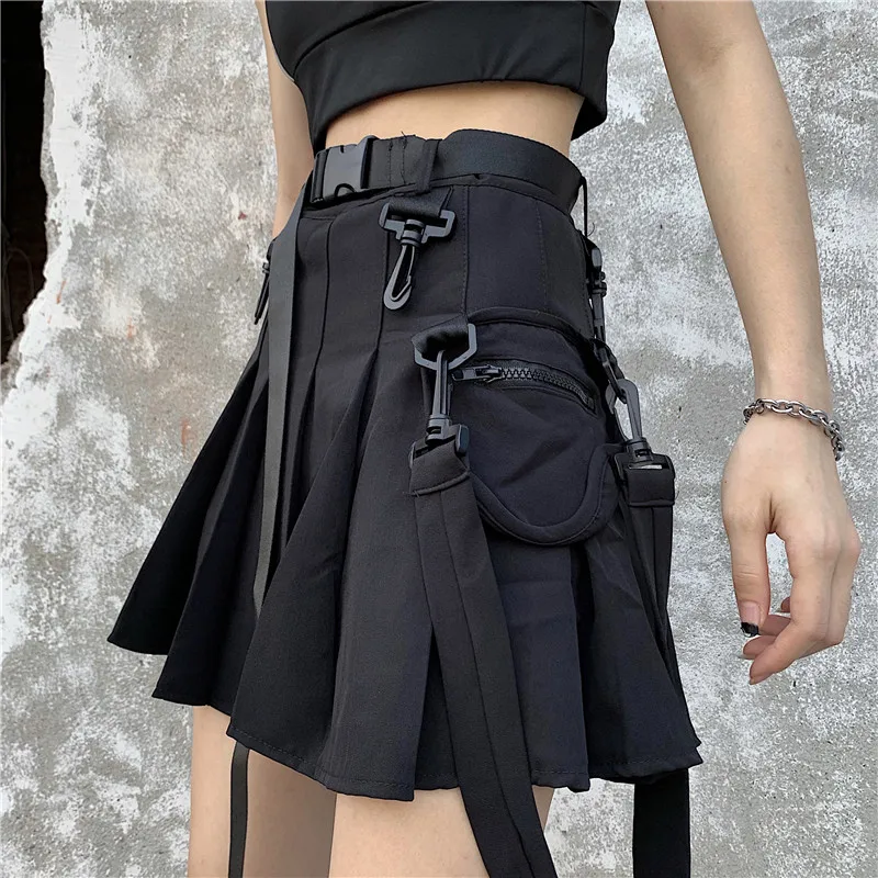 Summer Women Skirts With Belt High Waist Slim Skirts Feminina Vestidos Button High Waist Pleated Mini Skirt female leggings
