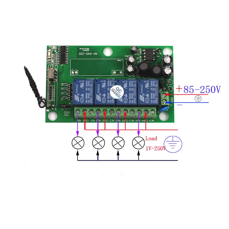 Sleeplion 220V 4 канала Беспроводной дистанционный переключатель реле 110V 4CH RF