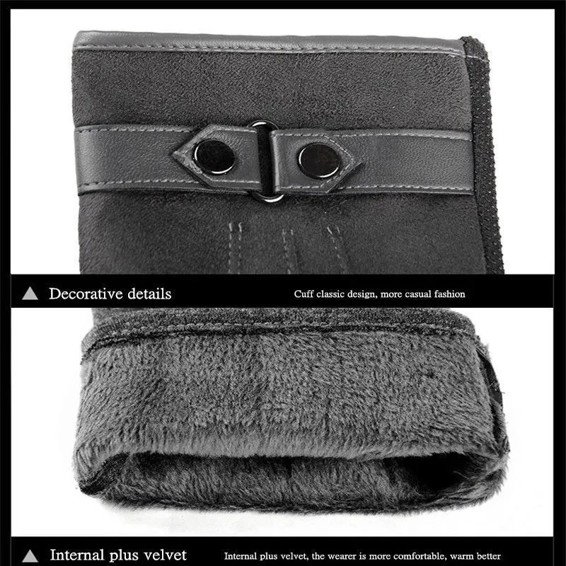 

Newly 1 Pair Men Winter Touchscreen Gloves Thick Cotton Suede Leather Warm Fleece Lined DO99