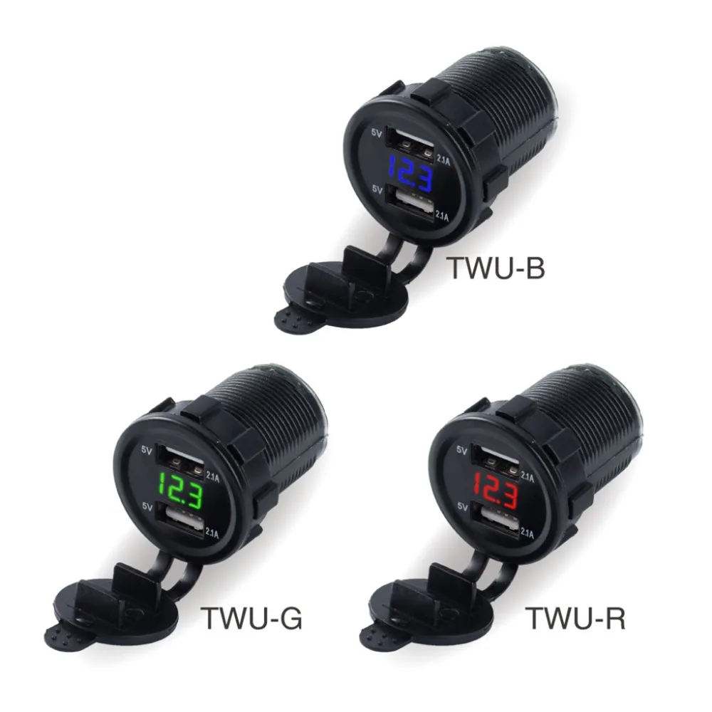 

DC 12V 24V 3.1A Dual USB Car Charger Voltage Voltmeter Motorcycle Marine Boat