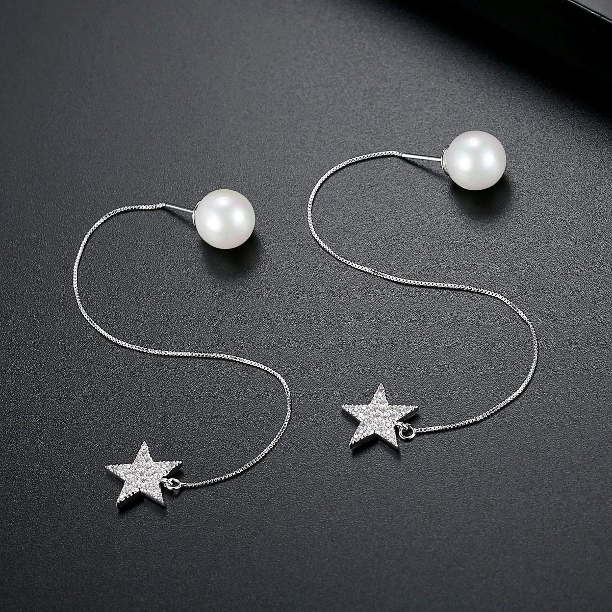 Серьги-подвески в форме звезды с кубическим цирконием имитация Подвески круглой