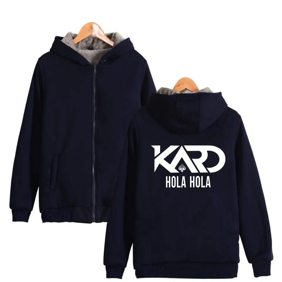 Корейский оркестр K.A.R.D Логотип толстовки с капюшоном на молнии принтом SOMIN Модный