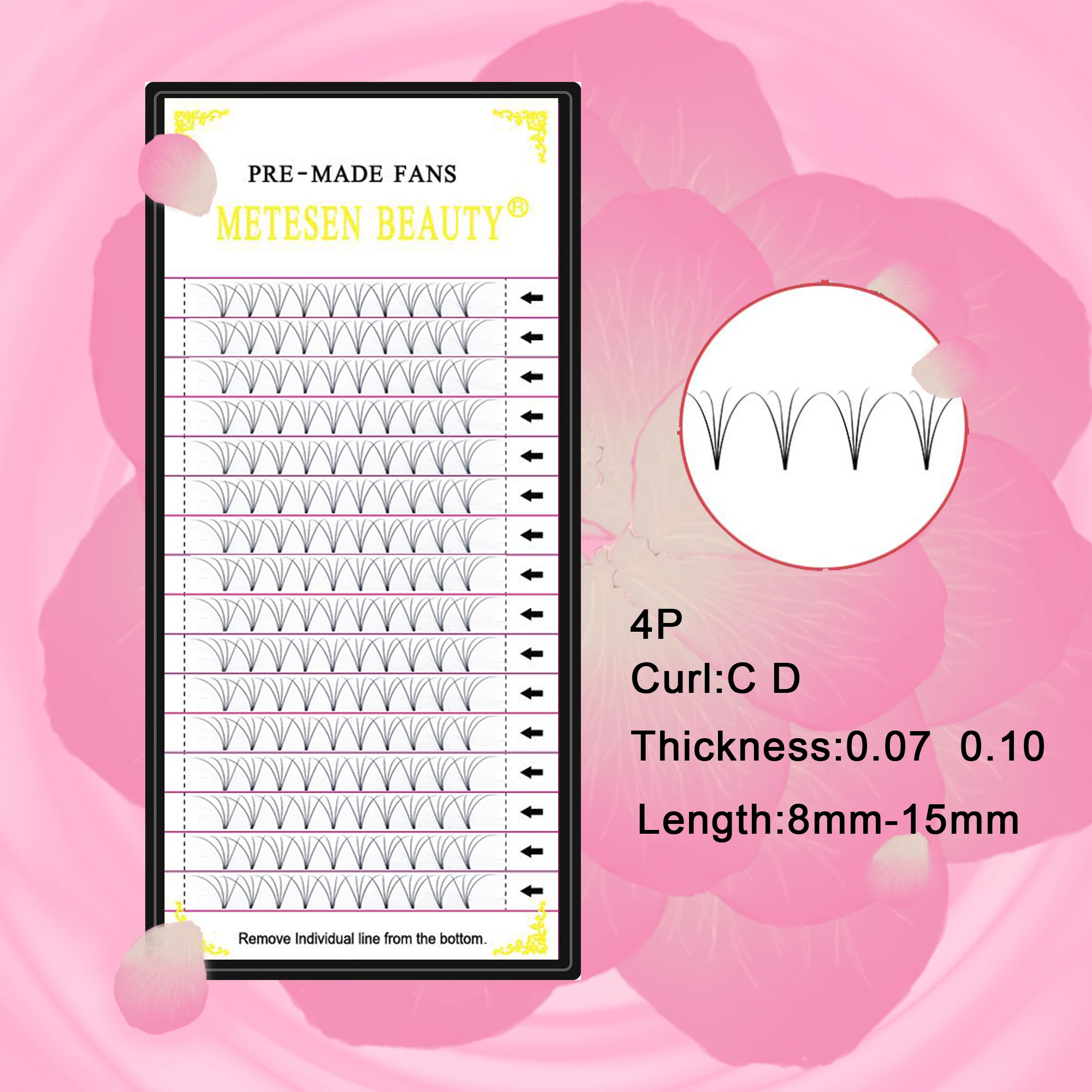 METESEN BEAUTY 4D объемные ресницы шелковые предварительно сделанные вентиляторы