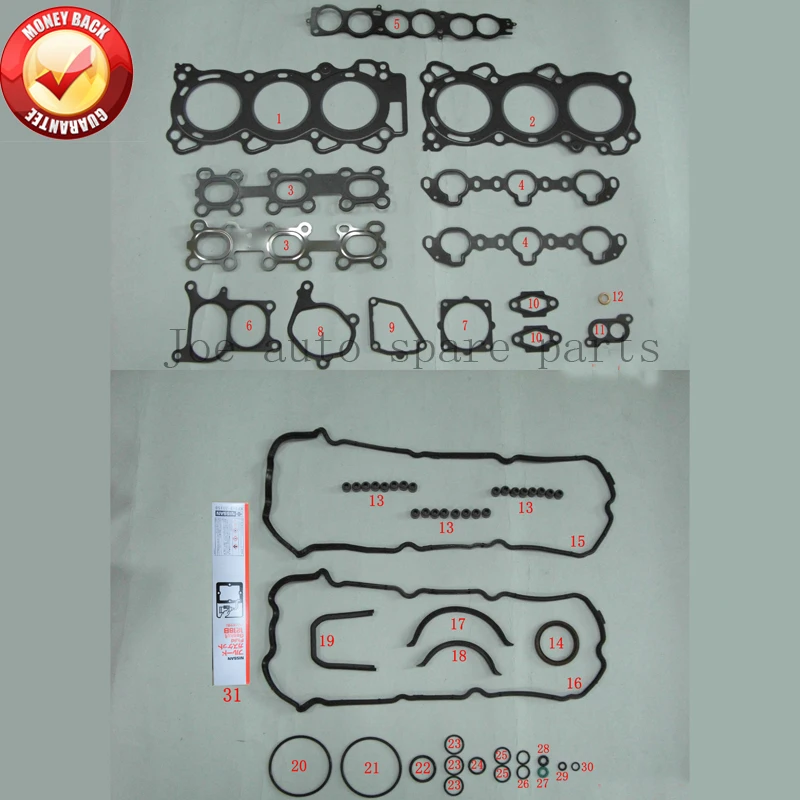 VQ23DE 2349cc 2.3L полный комплект прокладок двигателя для Nissan Teana 230JM J31 2003 2008 /Cefiro / Renault
